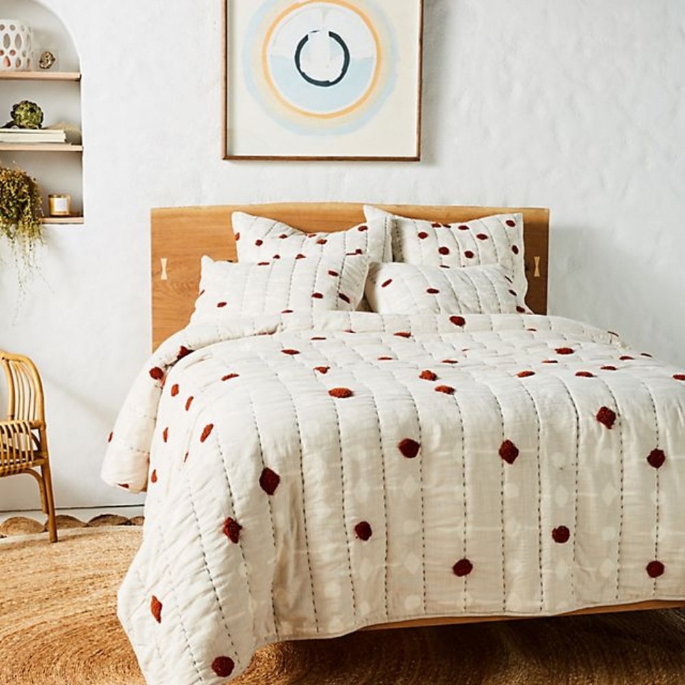 Anthropologie Tufted Mesa Twin Quilt and Sham Set